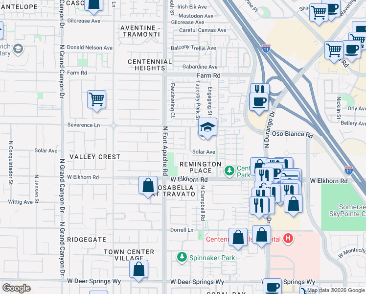 map of restaurants, bars, coffee shops, grocery stores, and more near 9111 Dancing Snow Court in Las Vegas