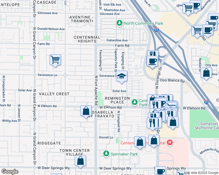 map of restaurants, bars, coffee shops, grocery stores, and more near 7308 Marble Lake Street in Las Vegas