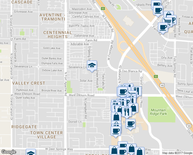 map of restaurants, bars, coffee shops, grocery stores, and more near 8949 Miller Point Court in Las Vegas