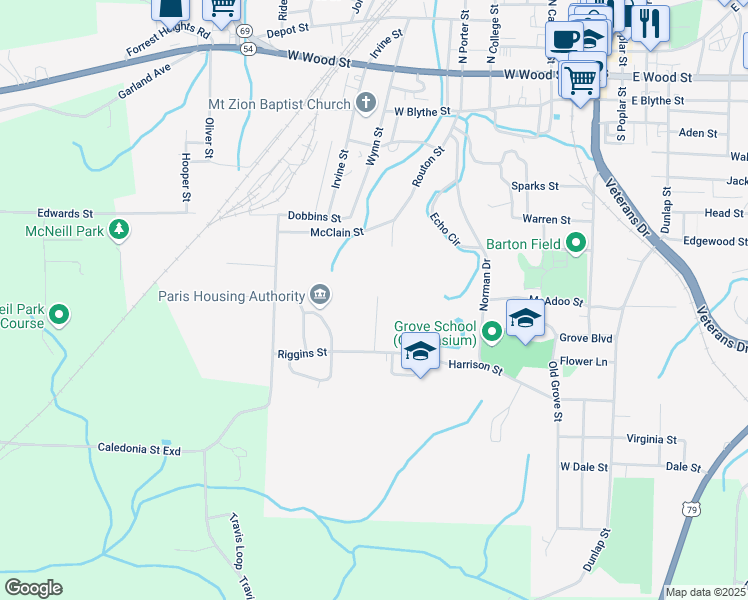 map of restaurants, bars, coffee shops, grocery stores, and more near 430 Harrison Lane in Paris