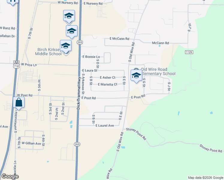 map of restaurants, bars, coffee shops, grocery stores, and more near 407 East Southern Trace Drive in Rogers