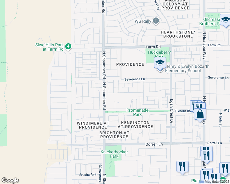 map of restaurants, bars, coffee shops, grocery stores, and more near 7318 Brisbane Hills Street in Las Vegas