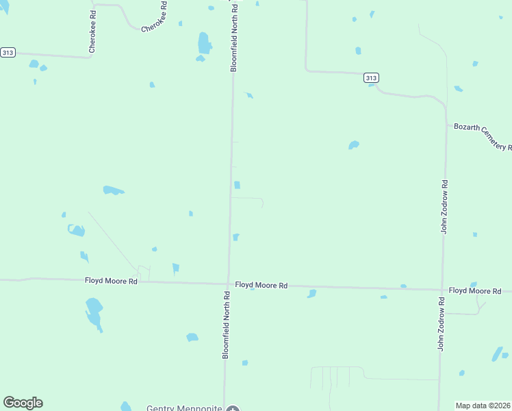 map of restaurants, bars, coffee shops, grocery stores, and more near 10164 Bloomfield North Road in Gentry