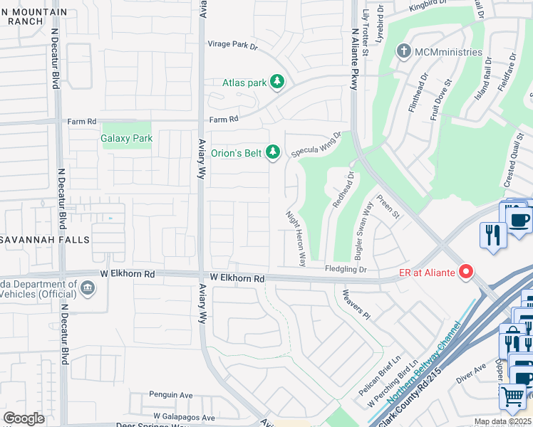 map of restaurants, bars, coffee shops, grocery stores, and more near 4150 Scorpius Avenue in North Las Vegas