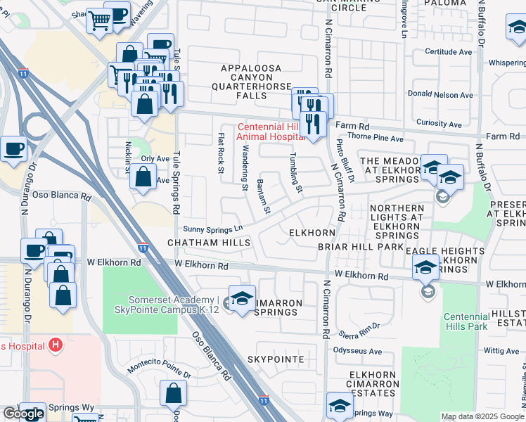 map of restaurants, bars, coffee shops, grocery stores, and more near 7353 Bantam Street in Las Vegas