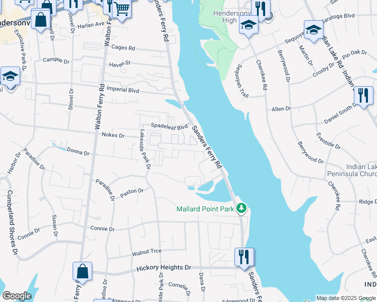 map of restaurants, bars, coffee shops, grocery stores, and more near 200 Sanders Ferry Road in Hendersonville