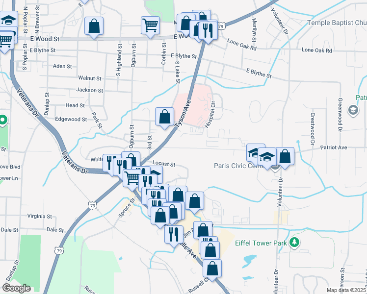 map of restaurants, bars, coffee shops, grocery stores, and more near 1033 Manley Street in Paris