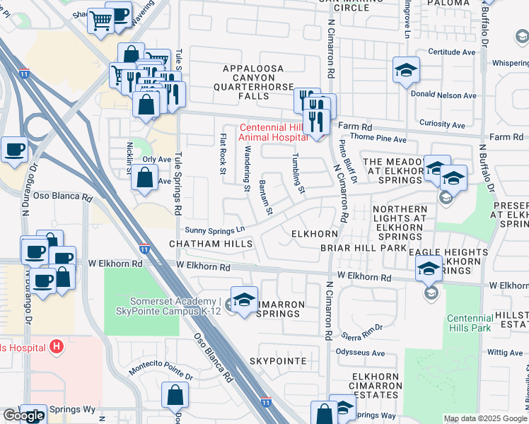 map of restaurants, bars, coffee shops, grocery stores, and more near 7353 Bantam Street in Las Vegas