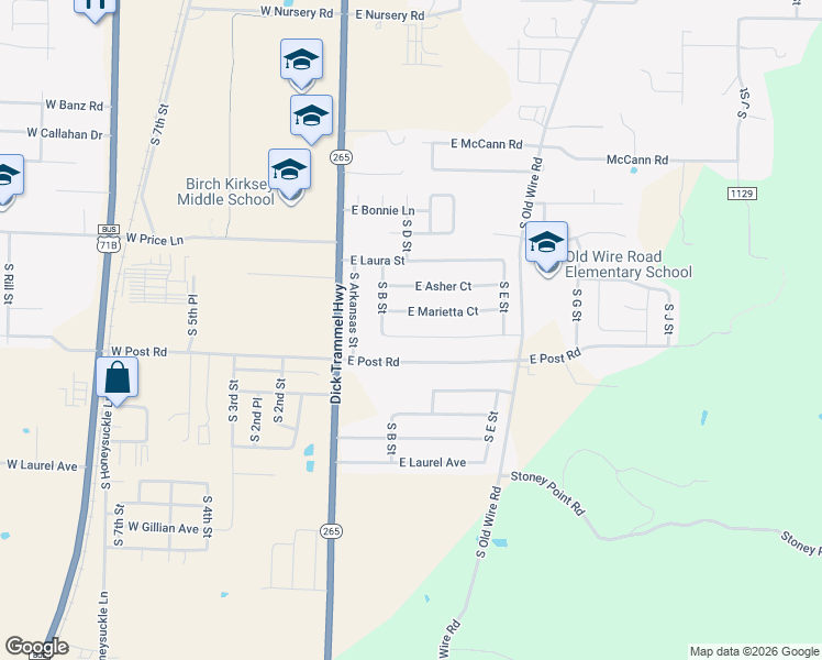 map of restaurants, bars, coffee shops, grocery stores, and more near 311 East Southern Trace Drive in Rogers