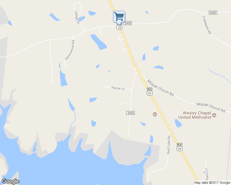 map of restaurants, bars, coffee shops, grocery stores, and more near 162 Pierce Lane in Reidsville