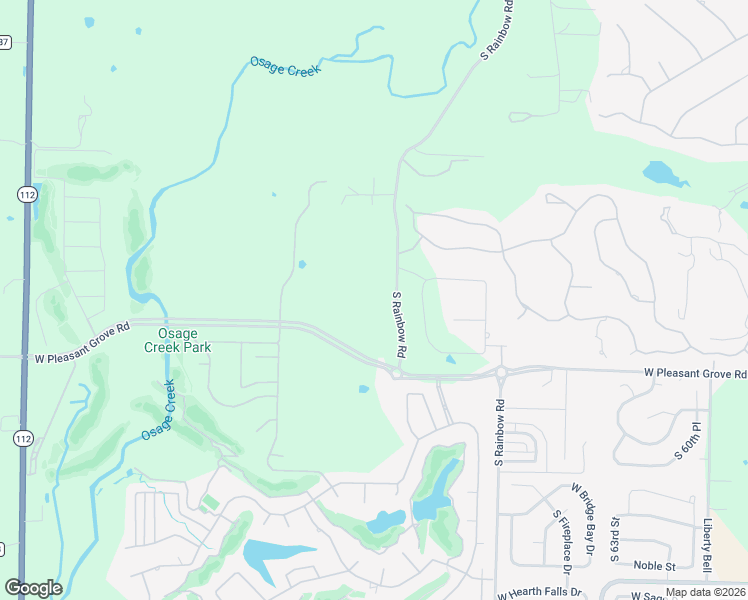 map of restaurants, bars, coffee shops, grocery stores, and more near 4400 South Rainbow Road in Rogers