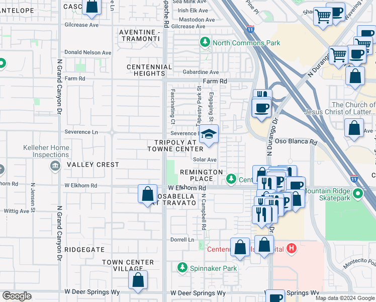 map of restaurants, bars, coffee shops, grocery stores, and more near 7312 Marble Lake Street in Las Vegas