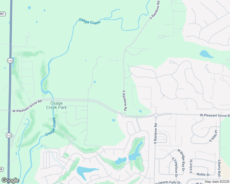 map of restaurants, bars, coffee shops, grocery stores, and more near 4400 South Rainbow Road in Rogers