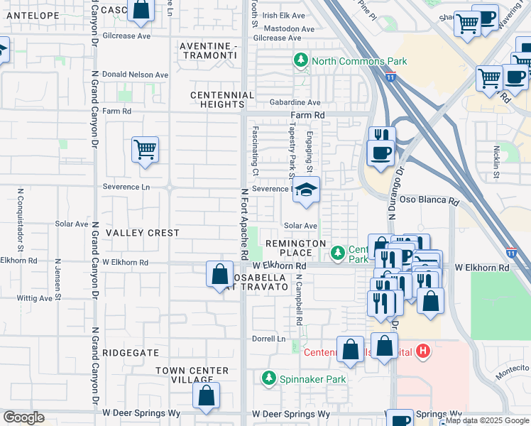 map of restaurants, bars, coffee shops, grocery stores, and more near 9116 Dancing Snow Court in Las Vegas