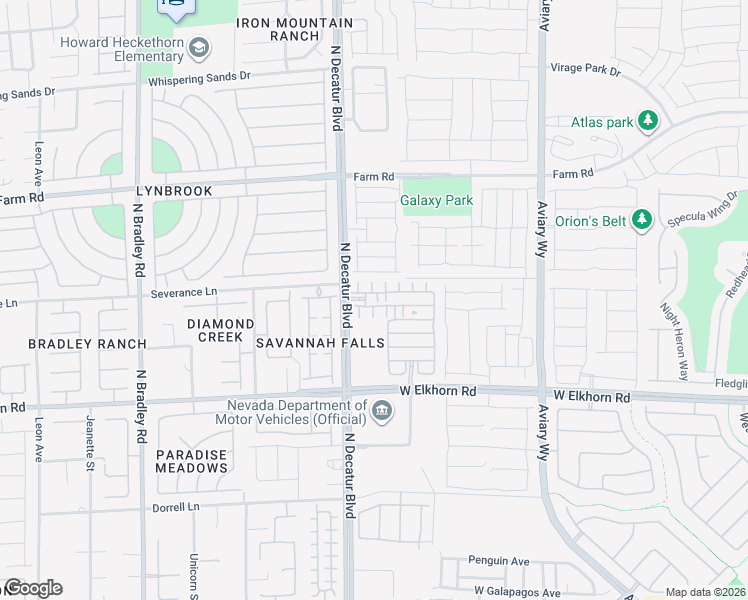 map of restaurants, bars, coffee shops, grocery stores, and more near 7334 North Decatur Boulevard in North Las Vegas
