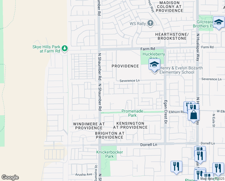 map of restaurants, bars, coffee shops, grocery stores, and more near 7333 Arlington Garden Street in Las Vegas