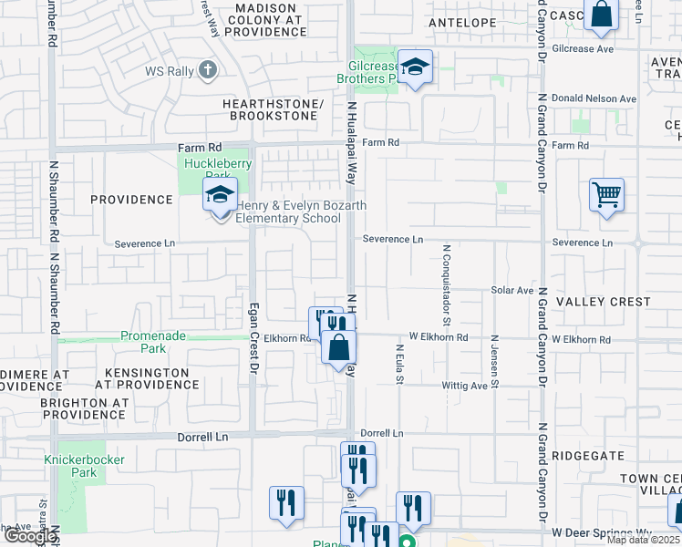 map of restaurants, bars, coffee shops, grocery stores, and more near 7308 Marbury Street in Las Vegas
