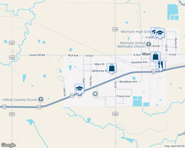 map of restaurants, bars, coffee shops, grocery stores, and more near 308 Taz Avenue in Morrison