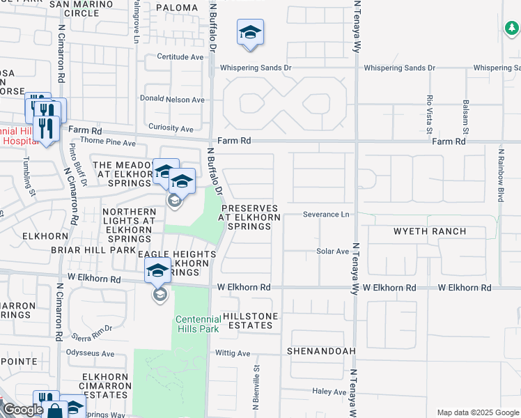 map of restaurants, bars, coffee shops, grocery stores, and more near 7410 Bridlehorne Avenue in Las Vegas