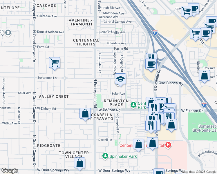 map of restaurants, bars, coffee shops, grocery stores, and more near 7316 Marble Lake Street in Las Vegas