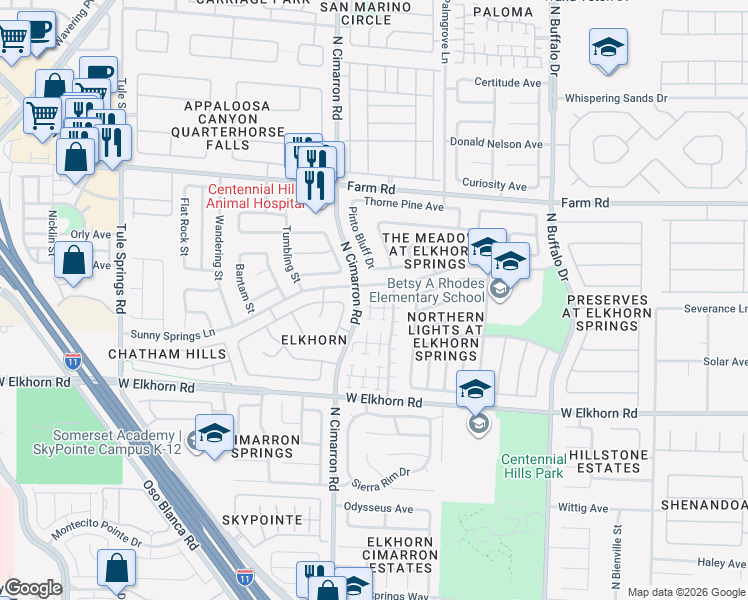 map of restaurants, bars, coffee shops, grocery stores, and more near 7329 Misty Glow Court in Las Vegas