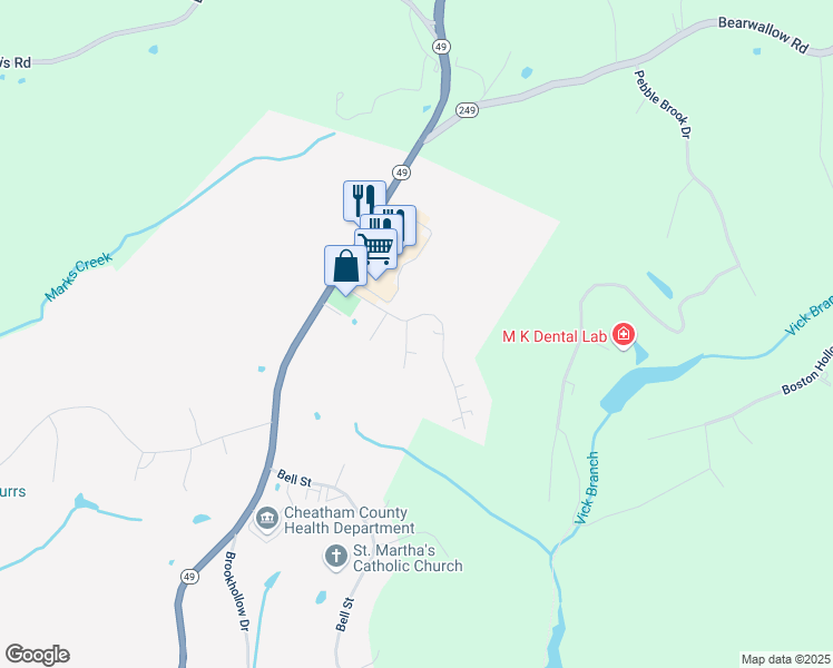 map of restaurants, bars, coffee shops, grocery stores, and more near 107 Ash Court in Ashland City