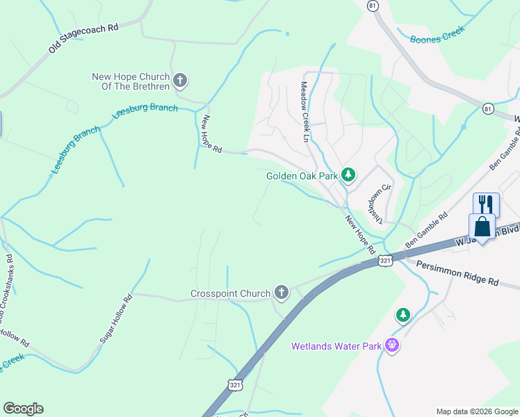 map of restaurants, bars, coffee shops, grocery stores, and more near 150 Sugar Hollow Rd in Jonesborough
