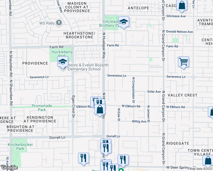 map of restaurants, bars, coffee shops, grocery stores, and more near 7335 Quaking Aspen Street in Las Vegas