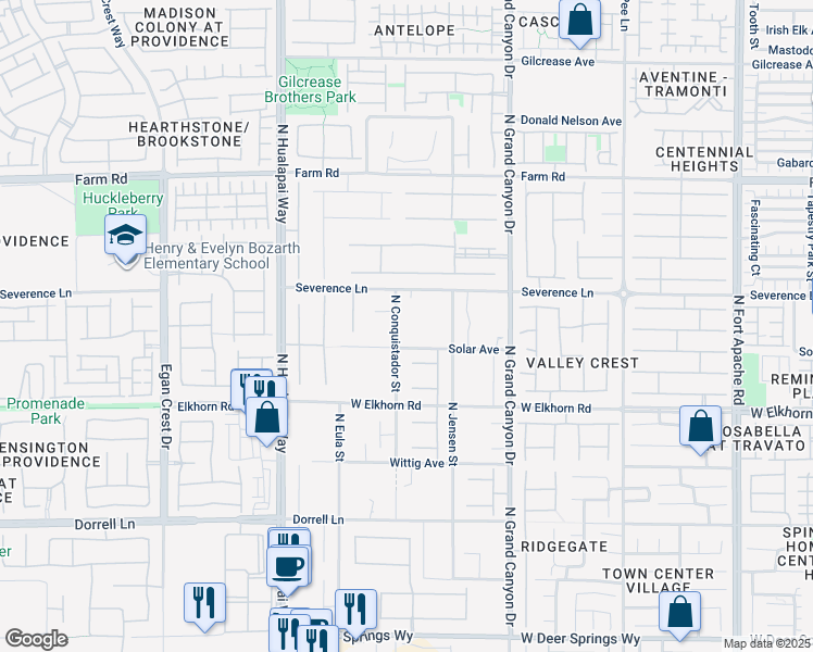 map of restaurants, bars, coffee shops, grocery stores, and more near 9780 Solar Avenue in Las Vegas
