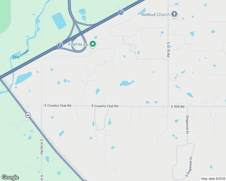 map of restaurants, bars, coffee shops, grocery stores, and more near 13619 East 500 Road in Claremore