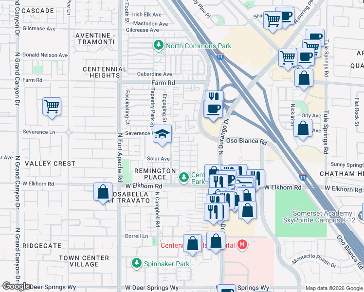 map of restaurants, bars, coffee shops, grocery stores, and more near 8940 Fargo Fair Court in Las Vegas