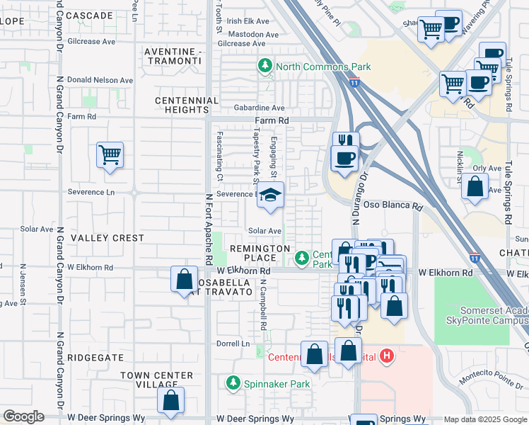 map of restaurants, bars, coffee shops, grocery stores, and more near 9020 Boston Springs Avenue in Las Vegas