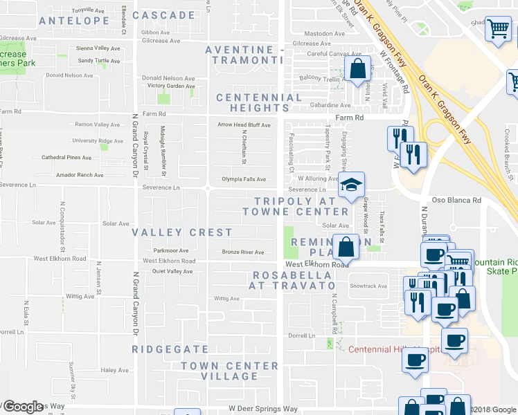 map of restaurants, bars, coffee shops, grocery stores, and more near 9212 Brownstone Ledge Avenue in Las Vegas