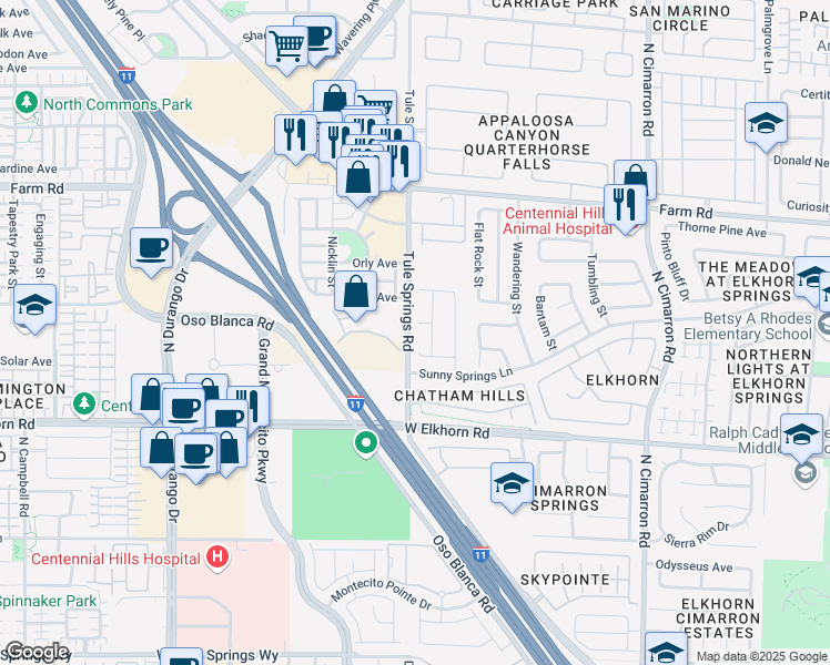 map of restaurants, bars, coffee shops, grocery stores, and more near 8337 Willow Basin Court in Las Vegas