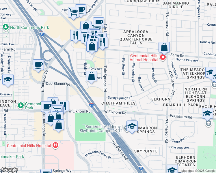 map of restaurants, bars, coffee shops, grocery stores, and more near 8333 Willow Basin Court in Las Vegas
