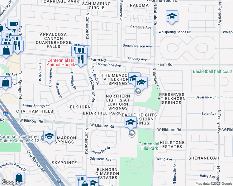 map of restaurants, bars, coffee shops, grocery stores, and more near 7825 Sparrowgate Avenue in Las Vegas