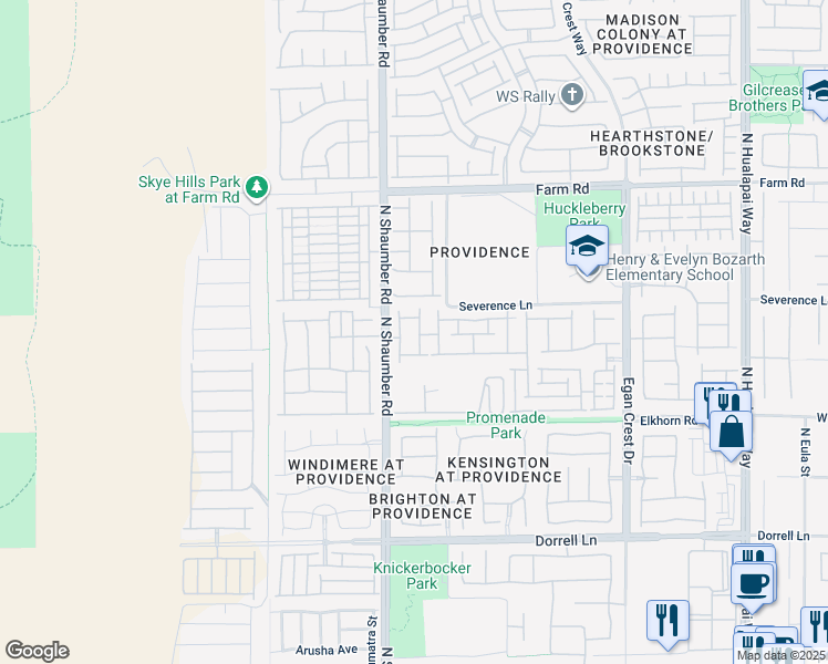 map of restaurants, bars, coffee shops, grocery stores, and more near 7343 Brisbane Hills Street in Las Vegas