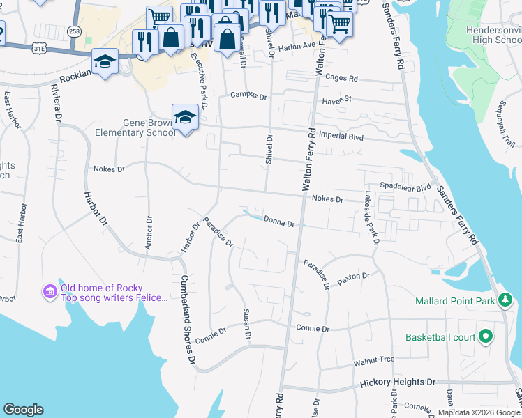 map of restaurants, bars, coffee shops, grocery stores, and more near 117 Nokes Drive in Hendersonville