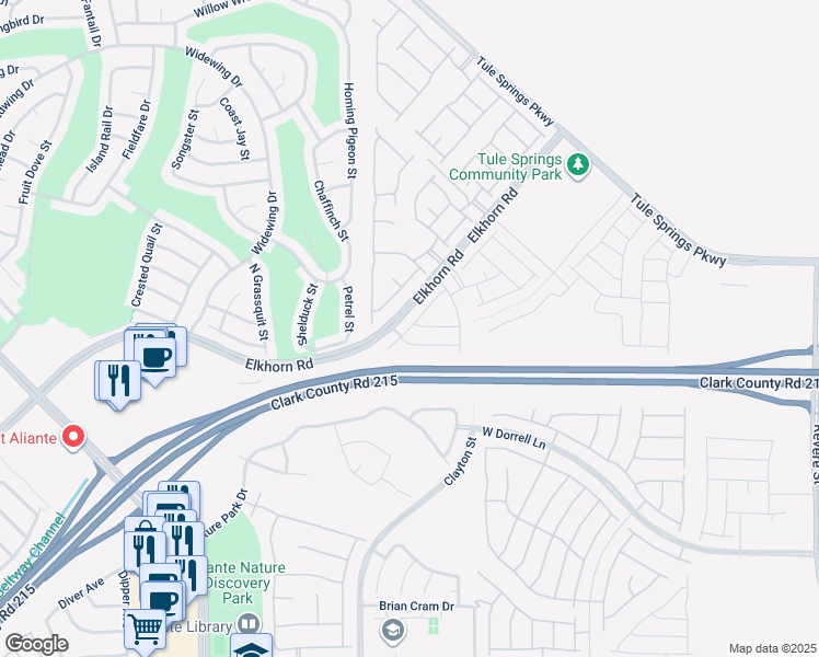 map of restaurants, bars, coffee shops, grocery stores, and more near Elkhorn Road in North Las Vegas