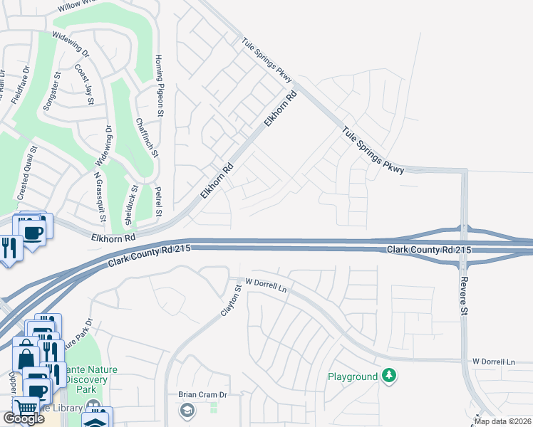 map of restaurants, bars, coffee shops, grocery stores, and more near 7379 Raimee Brook Street in North Las Vegas