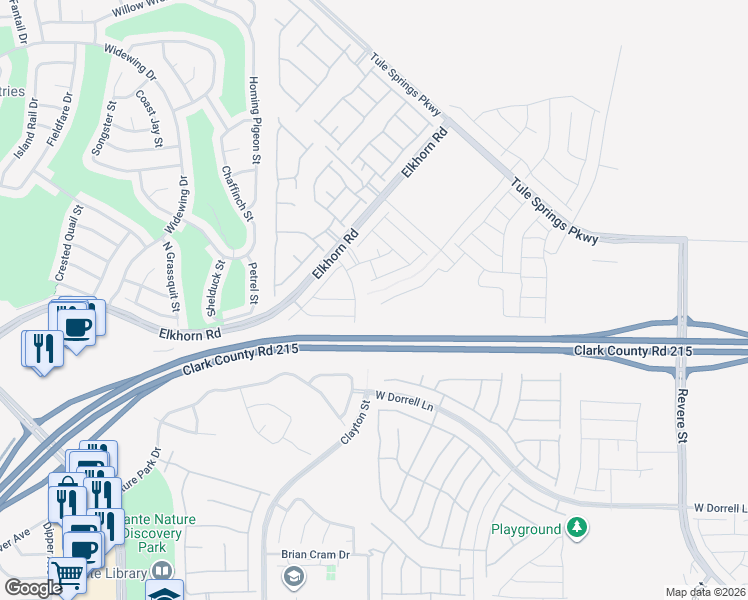 map of restaurants, bars, coffee shops, grocery stores, and more near Clayton Street in North Las Vegas