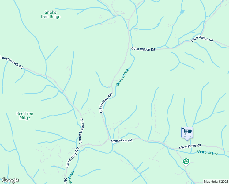 map of restaurants, bars, coffee shops, grocery stores, and more near 4200 Old US Highway 421 in Zionville