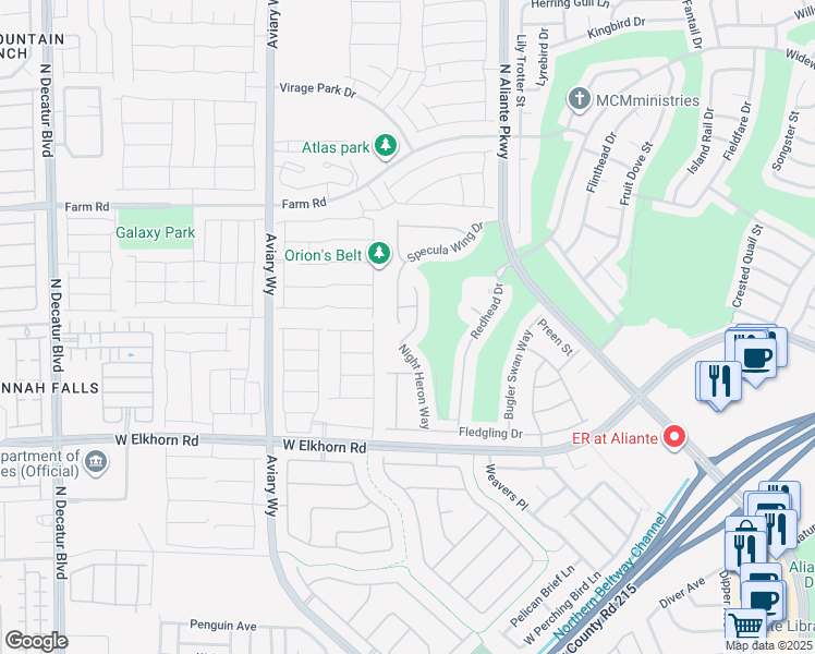 map of restaurants, bars, coffee shops, grocery stores, and more near 7428 Redbreast Court in North Las Vegas