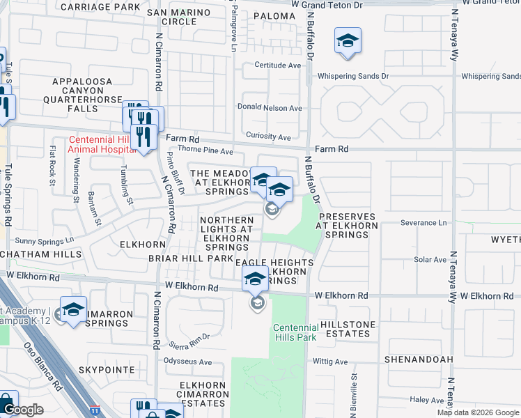 map of restaurants, bars, coffee shops, grocery stores, and more near 7700 Sparrowgate Avenue in Las Vegas