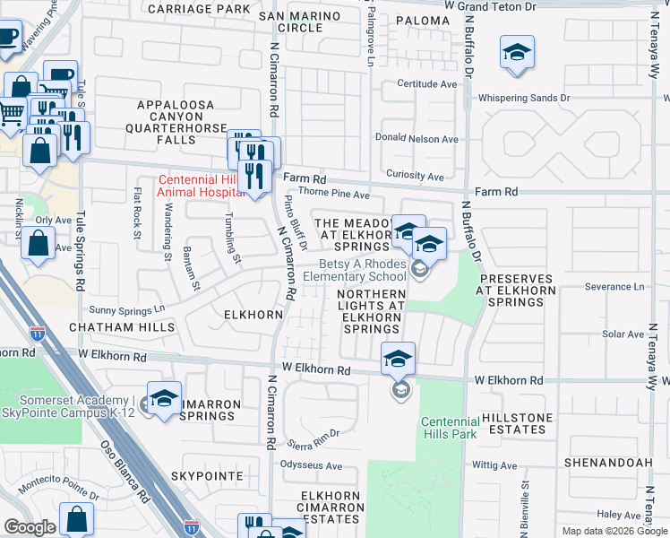 map of restaurants, bars, coffee shops, grocery stores, and more near 7901 Lark Meadow Avenue in Las Vegas