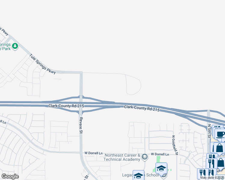 map of restaurants, bars, coffee shops, grocery stores, and more near Bruce Woodbury Beltway in North Las Vegas