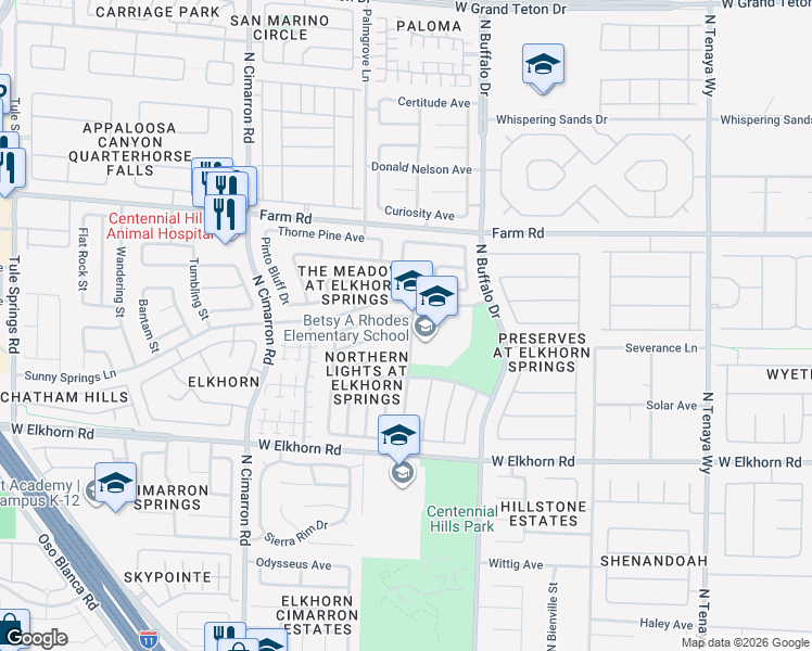 map of restaurants, bars, coffee shops, grocery stores, and more near 7341 Tealwood Street in Las Vegas