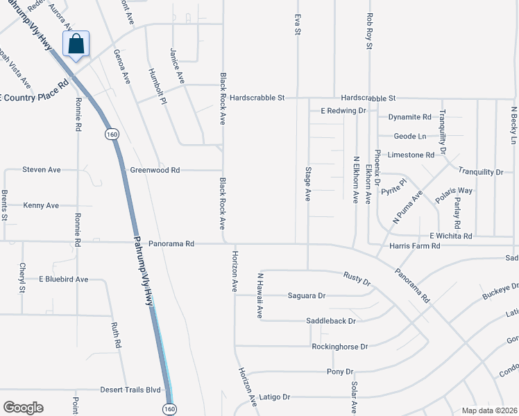 map of restaurants, bars, coffee shops, grocery stores, and more near 1130 West Harris Farm Road in Pahrump