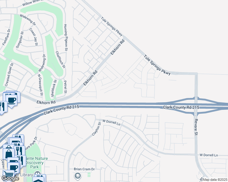 map of restaurants, bars, coffee shops, grocery stores, and more near 7388 Raimee Brook Street in North Las Vegas