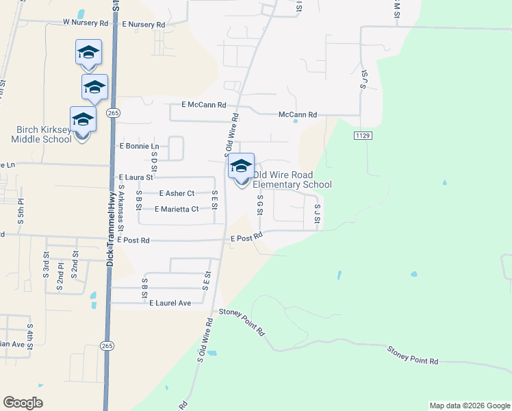 map of restaurants, bars, coffee shops, grocery stores, and more near 3101 South G Street in Rogers